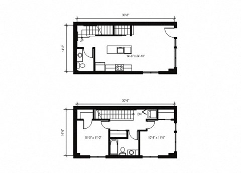 Stack House Apartments in Seattle, Washington 2x1.5 Townhome Floor Plan